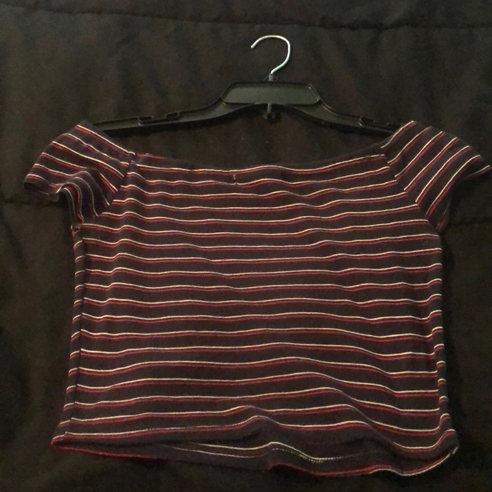 Red white and navy crop top